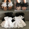 1 Pair Lolita Hand Sleeve Wrist Cuffs Ruffled Floral Black Lace Elastic Bracelet Elegant Women Girls Wrist Warmers Gloves Gift - Image 1