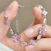 Y2K Fairy Pink Crystal Zircon Sakura Flowers Bracelet for Women Sweet Cherry Blossom Moon Bow Knot Jewelry Gifts - Image 2