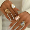 4pcs Elegant Imitation Baroque Pearl Ring Set for Women Vintage Style Statement Adjustable Rings Daily Wear Jewelry - Image 4