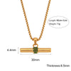 Green Crystal Color Rhinestone T Bar Pendant Square Pearl Chain Stainless Steel Gold Plated Necklace Christmas Jewelry - Image 8