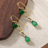 Court Style Geometry Synthetic Emerald Golden Drop Earrings for Women Vintage Banquet Occasion Jewelry Crafts - Image 4