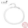 Silver Unisex Simple Flat Snake Anklets Women Jewelry Punk Rock Glossy Blade Style Bare Foot Chain Bracelets - Image 1