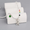 Rainbow Round Bead Teddy Bear Necklace Silver Sweater Chain Collarbone Chain Multifunctional Jewelry - Image 3