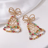 Dainty Crystal Xmas Snowflake Stud Earrings for Women Jewelry Shine Christmas Tree Bell Star Pierced Dangle Year Gift - Image 6