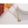 Stainless Steel Golden Casting Sun Pendant Necklace Simple Metal Texture Jewelry for Woman - Image 3
