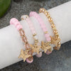 4Pcs Butterfly Beaded Bracelet Set For Women Pink Acrylic Beads Elastic Chain Bangle Female Bohemian Party Jewelry Gift - Image 2