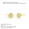 Birthstone Pierced Earrings Zirconia Earrings Stainless Steel Jewelry Birthday Gift - Image 17