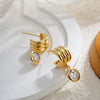 Chic Three Layers CC Piercing Mini Earclip Chunky Circle Zircon Pendant Huggie Hoop Earrings for Women Vintage Jewelry - Image 3
