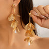 Romantic Petal Flower Long Hanging Earrings for Women Elegant Tassel Piercing Drop Earrings Wed Jewelry Gift - Image 1