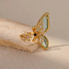 Blue Colorful Zircon Rings For Women Stainless Steel Gold Plated Flower Butterfly Ring Party Shiny Jewelry - Image 10