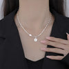 Silver Heart Pearl Knot Bracelet Necklace Set for Women Versatile Jewelry Set Party Wedding Gifts - Image 3