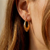 Gold Color Geometric Design Twisted Square Hoop Earrings For Women Creative Young Girls Party Wedding Jewelry - Image 2