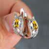 Cute Water Drop Stone Hoop Earrings Multicolor Zircon Crystal Leaf Earrings Charm Silver Color Wedding Earrings For Women - Image 12