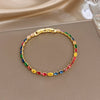 Summer Colorful Rhinestone Inlaid Bangle Rose Oval Shape Versatile Plated Gold Design Women's Bracelets Gifts - Image 7