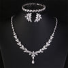 Brilliant Zirconia Leaf Necklace Earrings Rings Bracelets Set for Women CZ Drop Bridal Wedding Jewelry Sets - Image 18