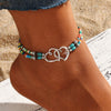 Vintage Double Layer Beaded Hollow Double Heart Anklet for Women Female Bohemia Resin Beads Chain Beach Ankle Foot Jewelry - Image 2