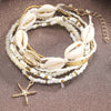 7pc/set Bohemian Rice Beads Starfish Pendant Anklet Set Summer Beach Sea Shell Multilayer Ankle Bracelet On Foot Jewelry - Image 2