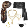 6pcs Halloween Pirate Cosplay Accessory Set Headscarf, Waist Belt, Necklace, Eye Mask. Red/Black, Ideal for Halloween Parties - Image 4