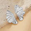 Vintage Irregular Half Flower Stud Earrings for Women Elegant Geometric Metal Petals Piercing Earring Party Jewelry Gifts - Image 3