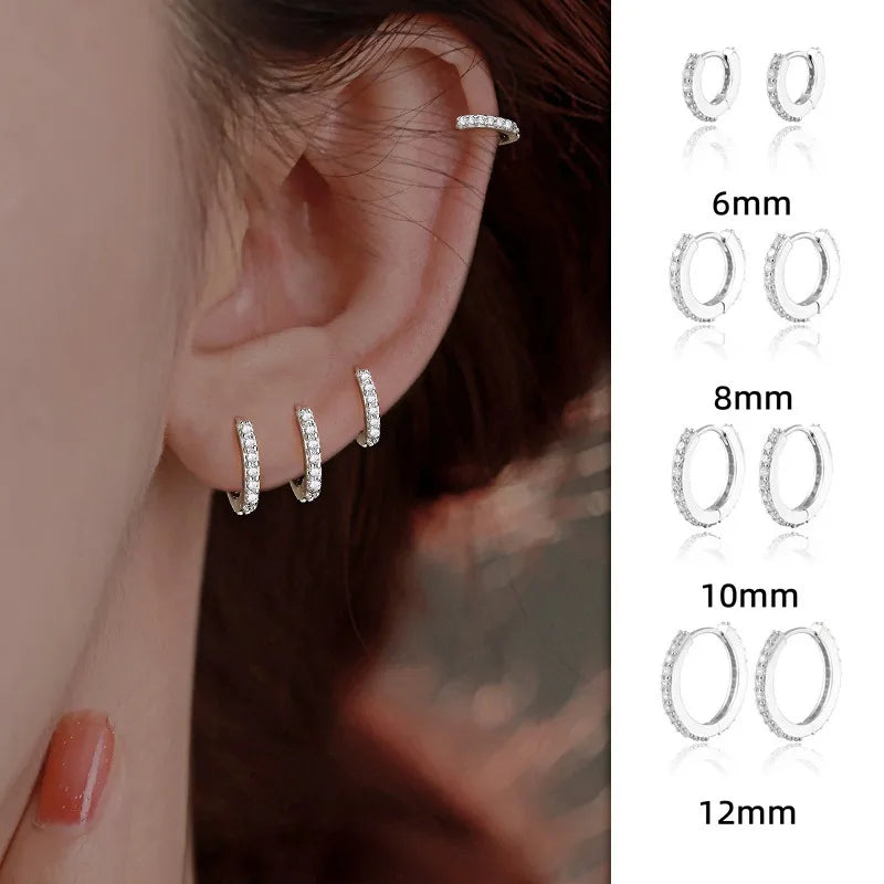 Silver Rhinestone Crystal Hoop Earrings for Women Girls Romantic Earrings Jewelry Gifts - Image 1