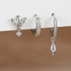 3PCS Horse eyes Pendant Piercing Earrings Set For Women Stainless Steel Zircon Ear Studs Earring Jewelry - Image 9
