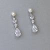 Water Drop Cubic Zirconia Stones Earrings Silver Color Inlaid Zircon Engagement Wedding Dangle Earrings - Image 3