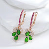 Red Pomegranate Flower Long Drop Earrings For Women Rose Gold Color Elegant Zircon Jewelry Accessories - Image 7
