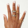 CZ Zircon Stainless Steel Double Layer Chain Ring for Women Gold Plated Tassel Link Ring Hip Hop Jewelry - Image 1