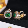 Crystal Round Stone Clip Earrings For Women Rose Gold Silver Color White Green Blue Zircon Jewelry Simple Gifts - Image 5