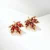 Red Gem Maple Leaf Stud Earrings for Light Earrings Retro Simple Crystal Earrings Jewelry Gift - Image 2