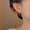 Vintage Red Enamel Love Heart Hoop Earrings For Women Elegant Dripping Oil Temperament Earrings Wedding Jewelry Gifts - Image 2