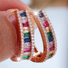 Charm Female Rainbow Zircon Stone Hoop Earrings Rose Gold Color Wedding Jewelry For Women - Image 1