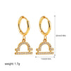 Zodiac Sign 12 Constellation Hoop Earrings for Women Shiny Zircon Gold Plated Ear Buckle Huggie Hoops Jewelry Gifts - Image 12