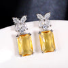 Simple and Elegant Square Cubic Zirconia Earrings Bling Yellow CZ Dangle Women Wedding Engagement Jewelry - Image 54