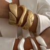 Wide Wave Cuff Bangle in Matte Gold-Tone and Silver-Tone Alloy - Image 12