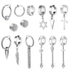 2pcs Stainless Steel Non Pierced Clip On Earrings for Men Women Magnetic Stud Earrings Punk Dangle Huggie Hoop Earrings Set - Image 5