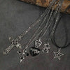 5pcs Vintage Gothic Style Cross, Rhinestone Spider, Crown, Heart Cross, Oil Drop, Star Y2K Necklace Set For Women - Image 2