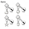 4pcs 16G 18G Threaded Earrings Studs Labret Lip Studs Steel CZ Zircon Nose Rings Ear Lip Piericing - Image 1
