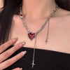 Punk Irregular Zircon Cross Star Necklace for Women Star Crystal Imitated Pearl Choker Necklace Cool Layered Pendant Collar - Image 8