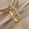 316L Stainless Steel Inlaid Zircon Star Twisted Flower Cuff Bracelet Bangle For Women Men Stackable Charm Jewelry - Image 13
