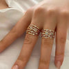 Hollow Sun Ring with Natural Stone in Gold-Tone - Image 3