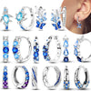 Silver Blue Zirconium Butterfly Earrings Colored Hoop Earrings Women Female Party Earring Jewelry - Image 1
