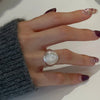 Silver Rings For Women Vintage Handmade Adjustable White Stone Ring Band Female Gift - Image 4