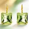 Rectangle Olive Green Zircon Hoop Chain Necklace Earrings Bracelet Ring Women Jewelry Set - Image 10