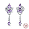 Silver Elegant Sparkling Lucky Clover Hoops Earring For Women Jewelry Simple Colorful Flower Love Gift - Image 44