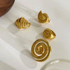 Stainless Steel Conch Croissant Glossy Spiral Twisted Chunky Open Rings for Women Summer Beach Holiday Jewelry - Image 1