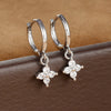 2PCS Zircon Flower Pendant Hoop Earrings for Women Simple Sweet Stainless Steel Earring Piercing Jewelry - Image 7