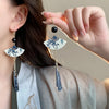 Chinese Style Fan Resin Tassel Earrings for Women Ear Hook Temperament National Style Jewelry Female Gift - Image 2