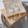 Elegant Gold Color Plated White Resin Pearl Smooth Earring Stainless Steel Jewelry - Image 5