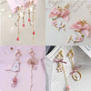 Kawaii Clip on Earrings No Piercing Cute Cat Butterfly Bunny Asymmetric Ear Clips Pink Sweet Sakura Style Ear Jewelry for Women - Image 1